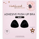 Hollywood Fashion Secrets Double-Sided Sticky Push-Up Bra, Light or Black | Push up Sticky Bra Pads for Instant Cleavage, Stick on for Backless, Strapless, Plunge Dresses, Reusable up to 20 Times