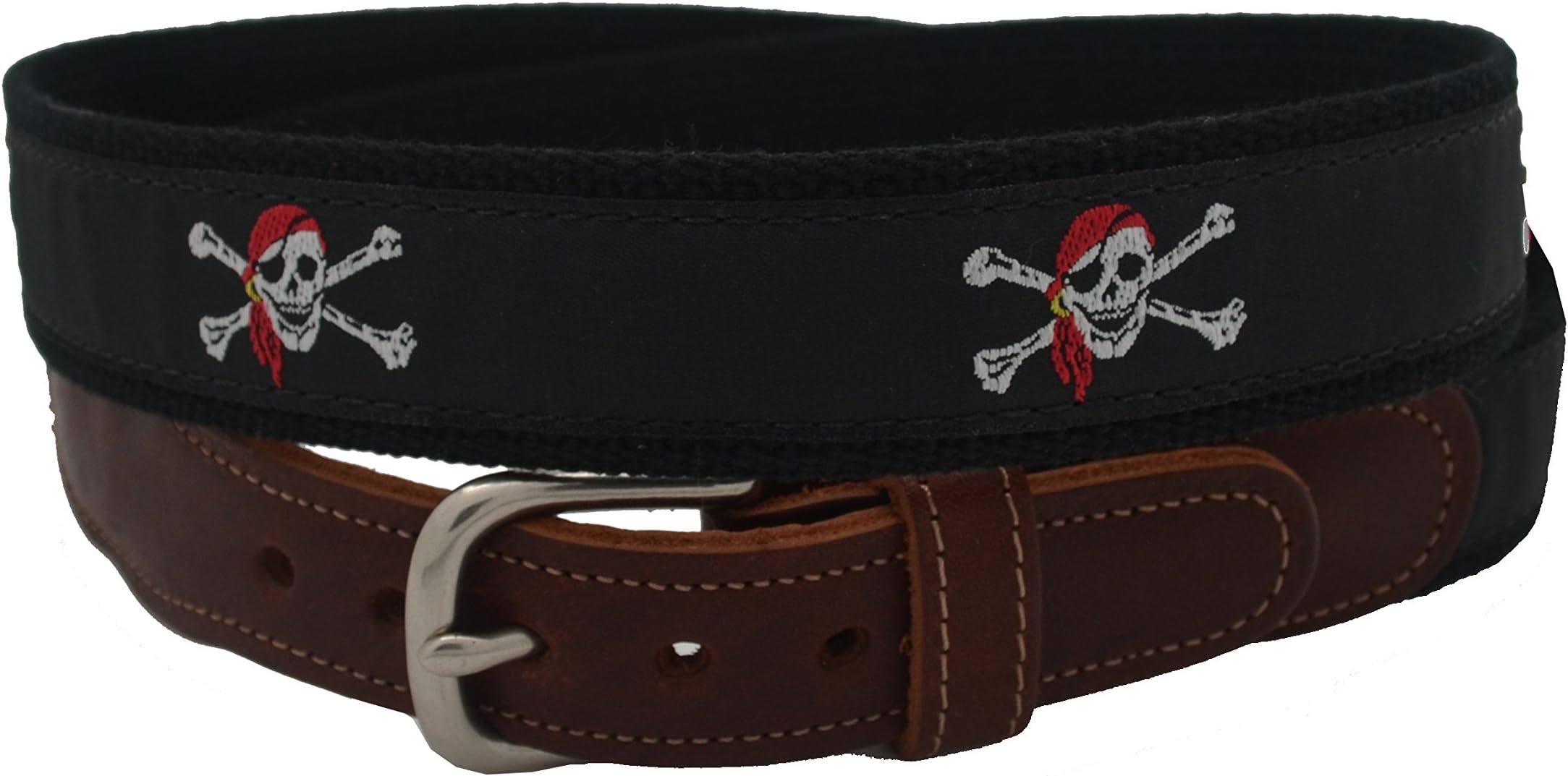 Epic Mens Novelty Themed Ribbon Belt Nickel Plated Brass Buckle