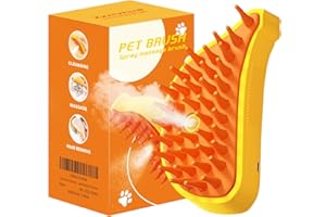 Zxcivhua Cat Steam Brush,3 in 1 Silicone Massage Grooming Brush，Removing Tangled And Loose Hair, Pet Hair Cleaning Brush Comb (Banana Yellow)