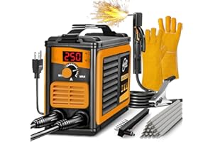 HGNVGZ Stick Welder,Portable Welder Machine 110V IGBT Digital Display LCD Upgraded MMA-250A Welding Machine,Hot Start Arc Force Anti-stick Mini Welde (Yellow)