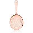 Viski Julep Stainless Steel Cocktail Strainer, Bar Tools, Drinks Spoon for Bartenders and Mixologists, Home or Commercial Use, Professional Metal Barware, Copper