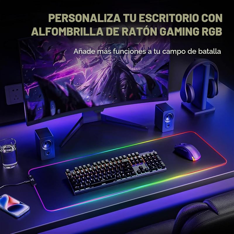 Gimars RGB Gaming Mouse Pad, 800×300mm XXL Mousepad com 12 modos de iluminação LED, Rato Mat Smooth Surface Primeira base de borracha antiderrapante impermeável para desktop, Office Gamer
