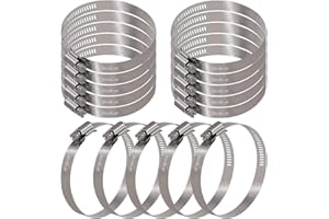 Glarks 15Pcs 65-89mm/2.56-3.5inch 304 Stainless Steel Adjustable Range Worm Gear Hose Clamps for Fuel Line Clamp for Water Pi