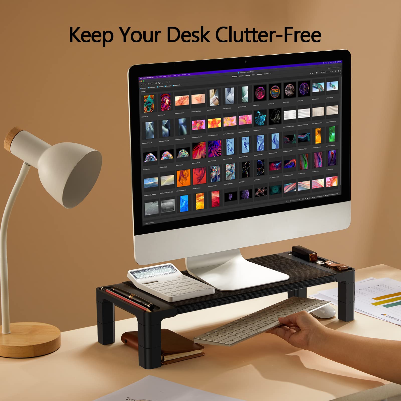 HUANUO Computer Monitor Stand Riser, Adjustable Laptop Stand Riser, Monitor Stand for Desk, Height Adjustable Desk Organizer for Laptops, Computers, Printers, PC, Desktop