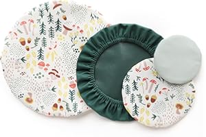 Esembly Bowl Caps - Reusable Bowl Covers in Pack of 4 - Waterproof, Washable Lids for Leftover Food, Fruits and Snacks - Fant