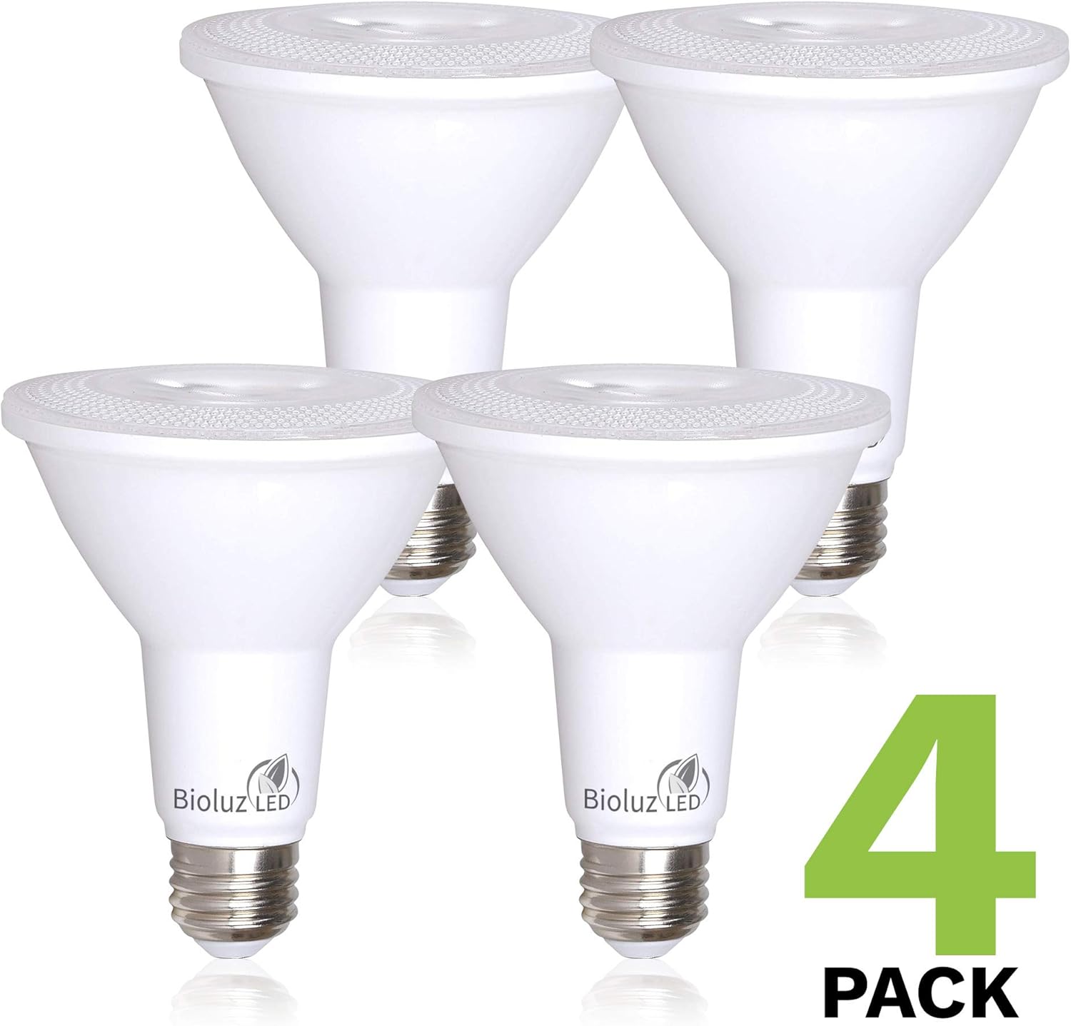 4 Pack Bioluz LED PAR30 LED Bulb, 12w Dimmable Flood Light Bulb, 100w