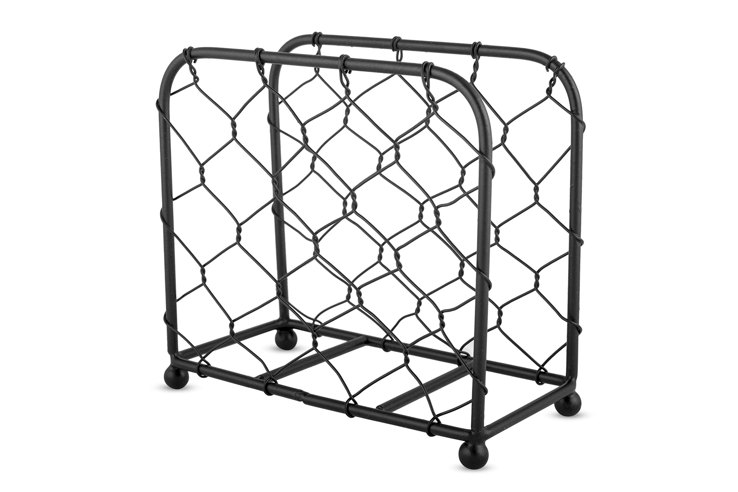 GoCraft Upright Napkin Holder | Chicken Wire Mesh Design (Black Finish)