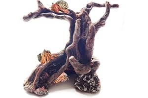 ANRANMM Hermit Crab Climbing Toys Aquarium Decorations Artificial Tree Trunk Ornaments Betta Fish Hideout Caves Reptile Habitat Decor Accessories for Leopards Geckos Lizards