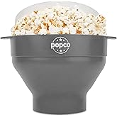 The Original Popco Silicone Microwave Popcorn Popper with Handles, Silicone Popcorn Maker, Collapsible Bowl Bpa Free and Dish