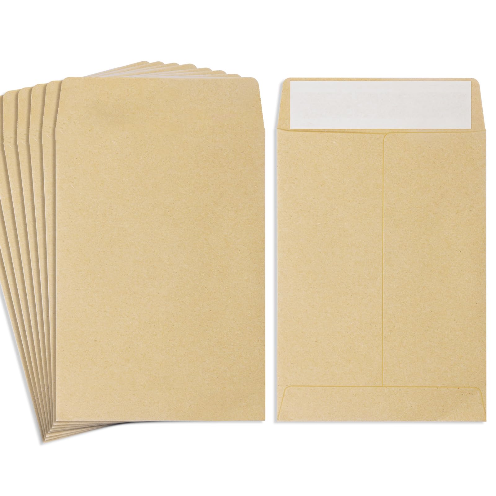 Photo 1 of 100 Pack Coin Envelopes 3.23"×4.53",Brown Kraft Small Envelopes,Fully sealed seed envelope?Kraft Small Coin Envelopes,Seed Envelopes, Mini Envelopes for Office, Home, School