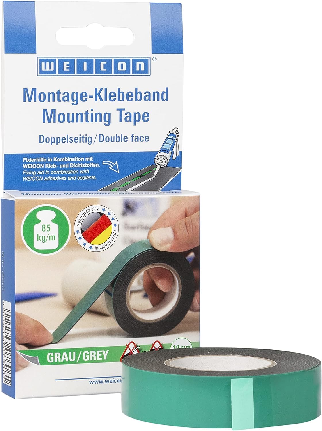 WEICON Mounting Tape/grey/Double-Sided Assembly Tape/Extra Strong/Adheres to Glass, Metal & Plastic/For Car, Outdoor, Fly Screen Windows