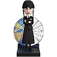 Royal Bobbles Wednesday Addams with Nevermore Academy Stained Glass Window – 6.75 Inches Tall – Collectible Bobblehead Statue