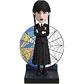Royal Bobbles Wednesday Addams with Nevermore Academy Stained Glass Window – 6.75 Inches Tall – Collectible Bobblehead Statue