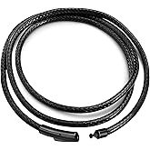 IOYYIO Waterproof Braided Leather 2MM/3MM/4MM/5MM ,14" to 42" Leather Chain Cord Necklace for Men/Women, Brown/Black Rope Chain for pendant (Gift Box)