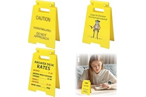 Caution Overstimulated Desk Sign Set – 3-Piece Humor Signs for Office, "Do Not Approach", "Hold On Partner", and "Answer Desk