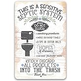 A Sensitive Septic System Metal Sign – Funny Bathroom Rules Sign for Indoor or Outdoor Use – Durable 8x12 Aluminum Plaque – Septic Tank Warning Sign – Clever Restroom Decor for Home or RV
