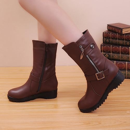 Amazon ブーツ レディース ショートブーツ ロングブーツ 革靴 革 レザーシューズ 人気 防水 軽量 靴 黒 仕事 通勤 通勤 ムートン レースアップ デッキシューズ レザーブーツ スリッポン カジュアル 24 5 ブラウン ブーツ ブーティ