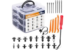 GOOACC 635Pcs Car Push Retainer Clips & Auto Fasteners Assortment -16 Most Popular Sizes Nylon Bumper Fender Rivets with 10 Cable Ties and Fasteners Remover for Toyota GM Ford Honda Acura Chrysler