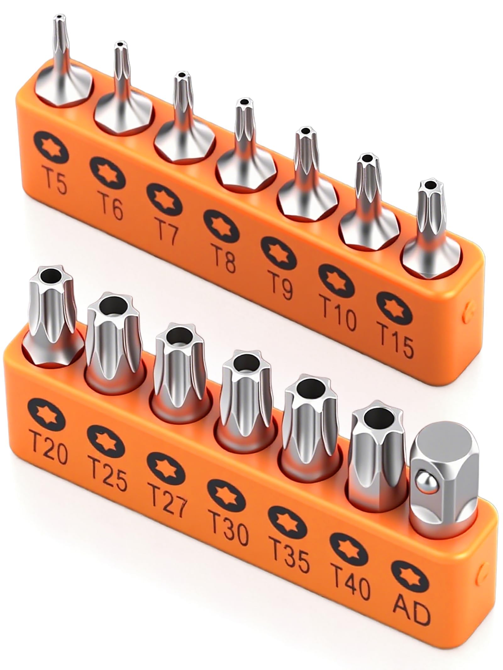 14-Piece Tamper Resistant Star Bit Set, T5 T6 T7 T8 T9 T10 T15 T20 T25 T27 T30 T35 T40 Security Torx, 1/4" Hex Shank, Quick Release, for Automotive, Electronics, Appliances