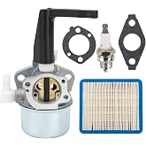 696065 Carburetor Compatible for Briggs &amp; Stratton 697422 110402 110412 215369 Tiller Engine Carb with Mounting Gaskets Kit and 491588S Flat Air Filter Cartridge