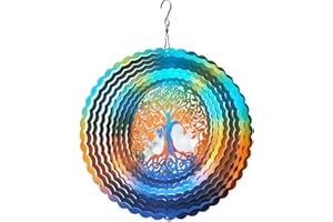 FONMY Stainless Steel Wind Spinner Worth Gifts Indoor Outdoor Garden Decoration Crafts Ornaments 12Inch Multi Color Life Tree Wind Spinners