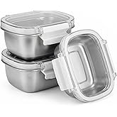 EKACO 3 Piece Stainless Steel Containers with Lids, 8.5oz Food Storage Containers Leakproof Lunch Small Snack Boxes, Reusable Meal Prep Containers Suitable for Dips, Condiments, Snacks