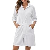 Bsubseach Swimsuit Coverup for Women Terry Cloth Swim Cover Up Zipper 3/4 Sleeves Beach Cover Ups Bathrobe with Pockets