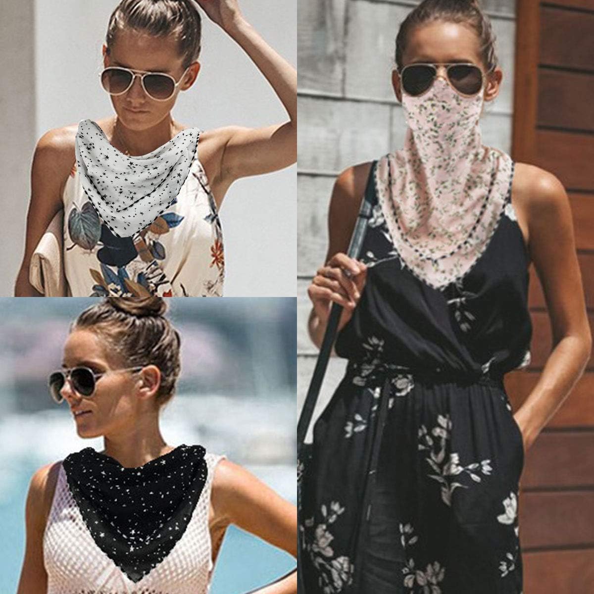2 or 4 Pack Women Face Scarf Mask Reusable Face Cover Balaclava with Filter Pocket Chiffon Bandana Neck Gaiter -Ear Loops & Snap at  Women’s Clothing store