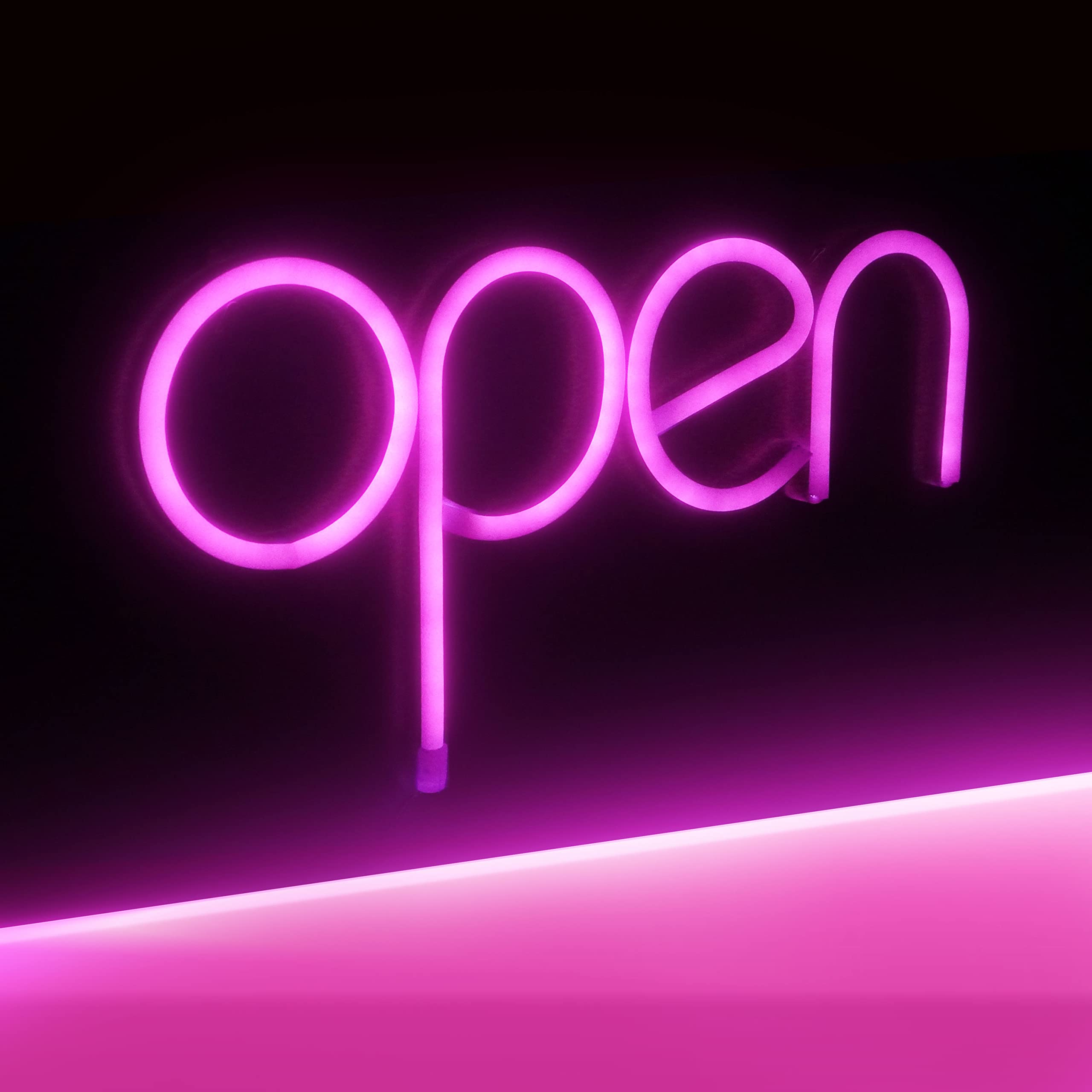 Photo 1 of LED Neon Open Sign, 13.8"x 7.1" Open Sign for Business, Powered by USB Cord or 3*AA Batteries, Neon Lights for Party Bar Salon Stores Hotel Wall Decor Neon Light Sign (Pink)