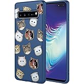 HTXWXJC Phone Case for Galaxy S10 5G Case, Samsung S10 5G SM-G977U Case Shockproof Flexible Bumper TPU Soft Case Cat Pattern Phone Cover for Samsung Galaxy S10 5G Blue Cat