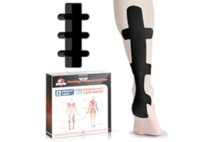 Kinesiology Tape for Achilles Tendon, KTQUICK 12 Count Achilles Tendon Tape Precut, Original Cotton Waterproof&Breathable, Enhance Elastic Kinesiology Athletic Tape for Achilles&Muscle Support(Black)