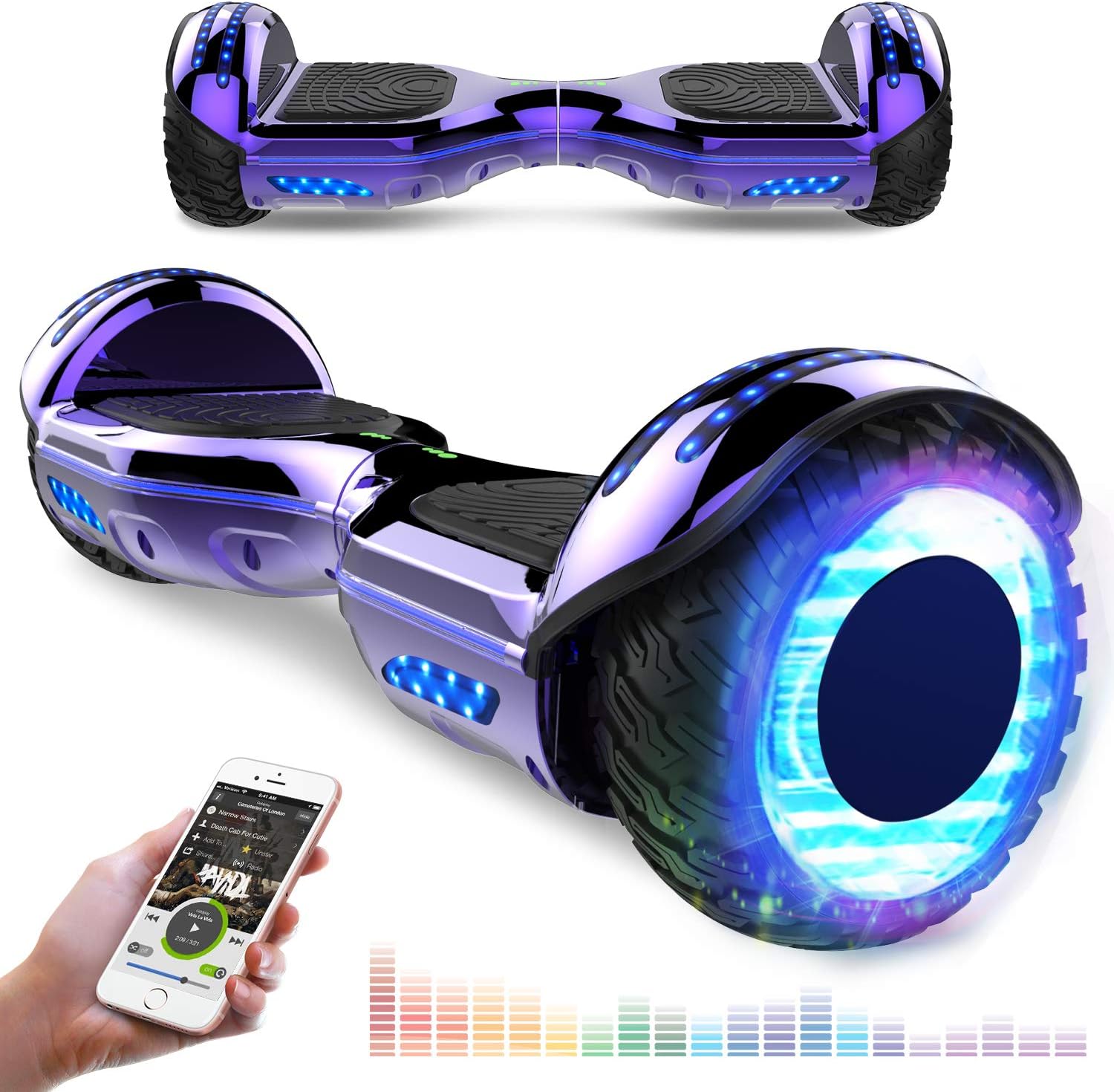 RCB Hover Scooter Board 6.5 Inch Self Balance Electric Scooter with Flashing Wheels Segway with Bluetooth Skateboard for Teens and Kids Chrimas gift