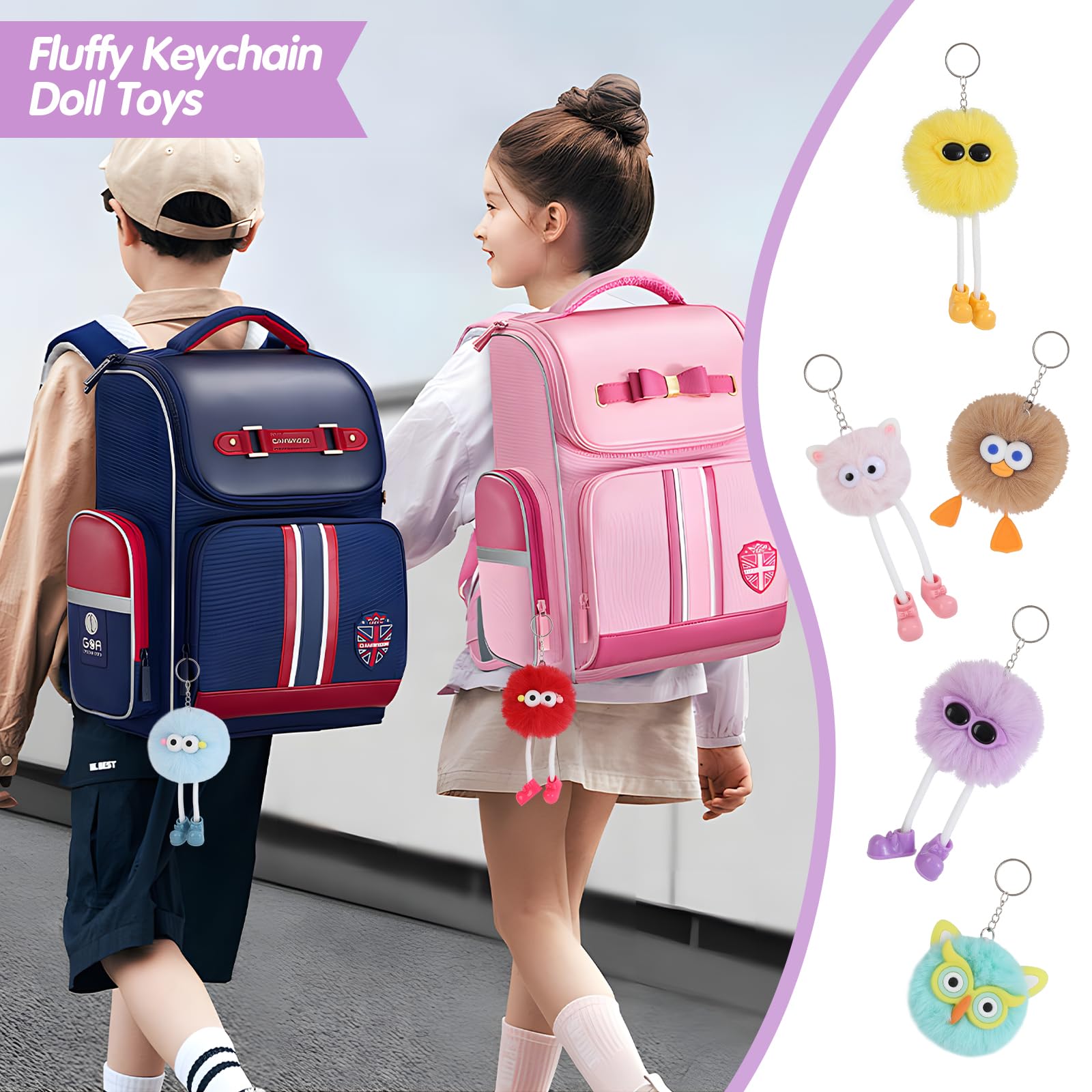 24 PCs Kids Keychains - Keychain Cute for Birthday Christmas Gifts for Grandkids Stocking Stuffers for Kids Goodie Bags Pinata Toys Classroom Prizes Elementary Carnival Prizes in Bulk Party Favors