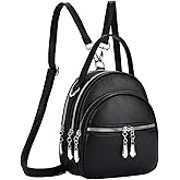 YUNZLAN Covertible Backpack Purse for Women Fashion Leather Small Women Backpack Handbags-Black
