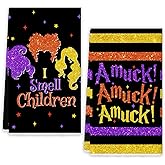 Flaircave Hocus Pocus Kitchen Towels Decorative Set Witch Sisters Dish Towels Trunk or Treat Decor Halloween Decorations for Home Party
