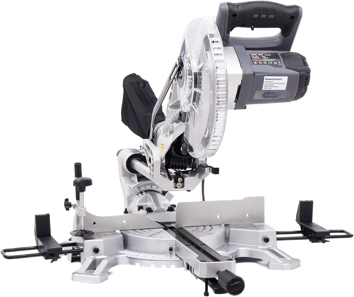 SwitZer Mitre Saw 10" Inch Compound Sliding 1800W 230v Single Bevel Cut with Laser & 24 Tooth
