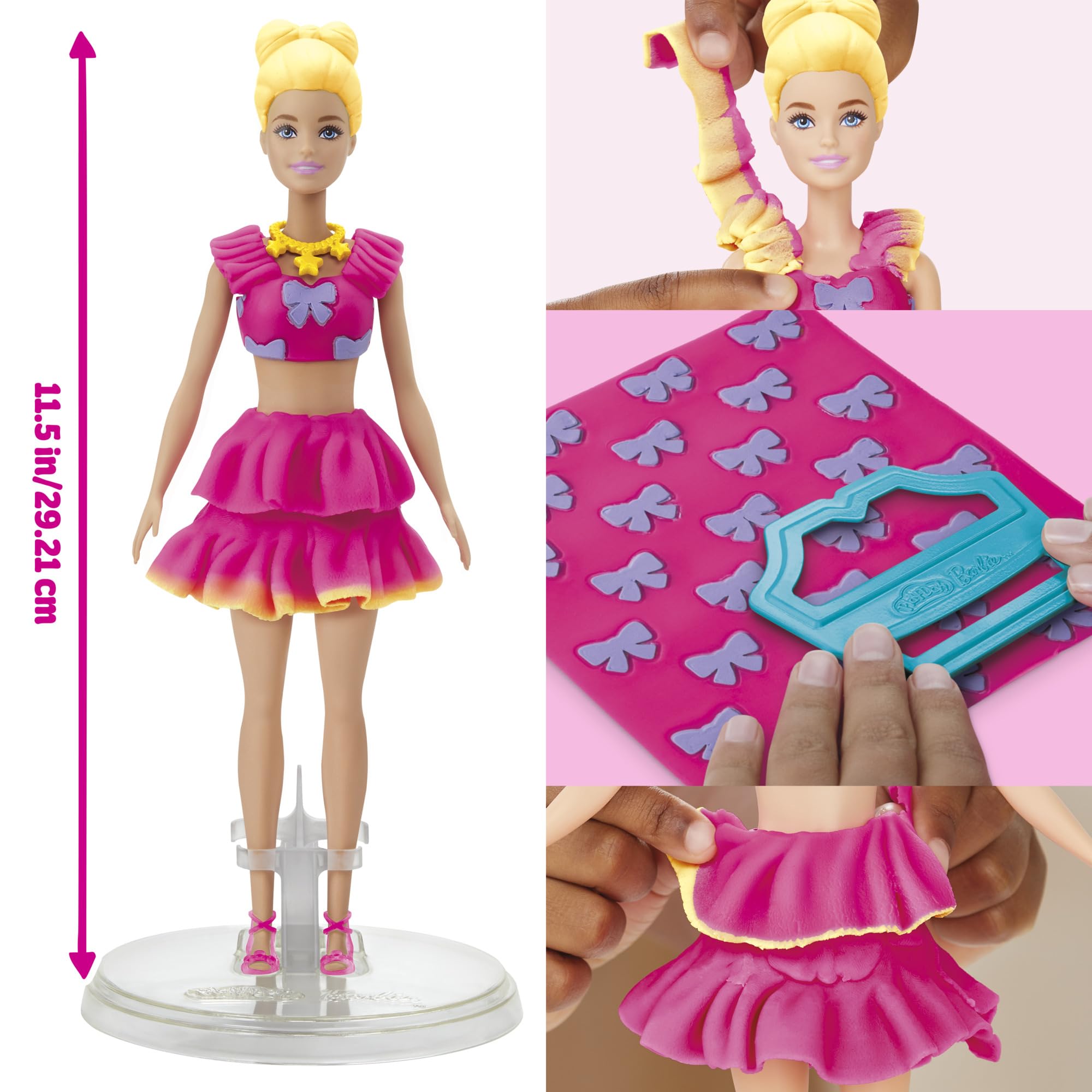 Play-Doh Barbie Ruffles and Bows Set, Make Doll Clothes with Modeling Compound & 9 Fashion Accessories, Arts & Crafts for Girls & Boys, Kids, 5+