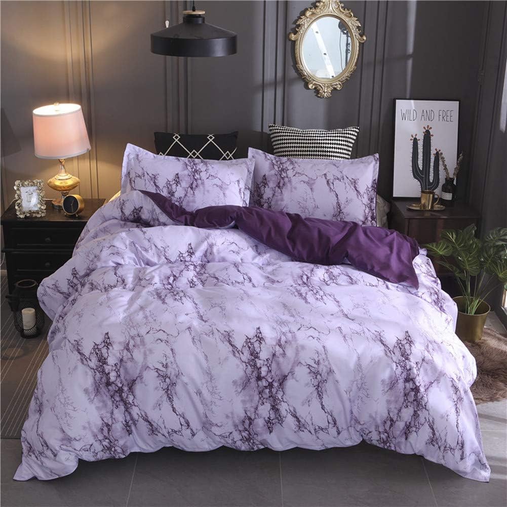 WondderSuper Soft Polyester Duvet Cover Set Rock Pattern Printed Pillowcase Bedding Set (Purple, King)