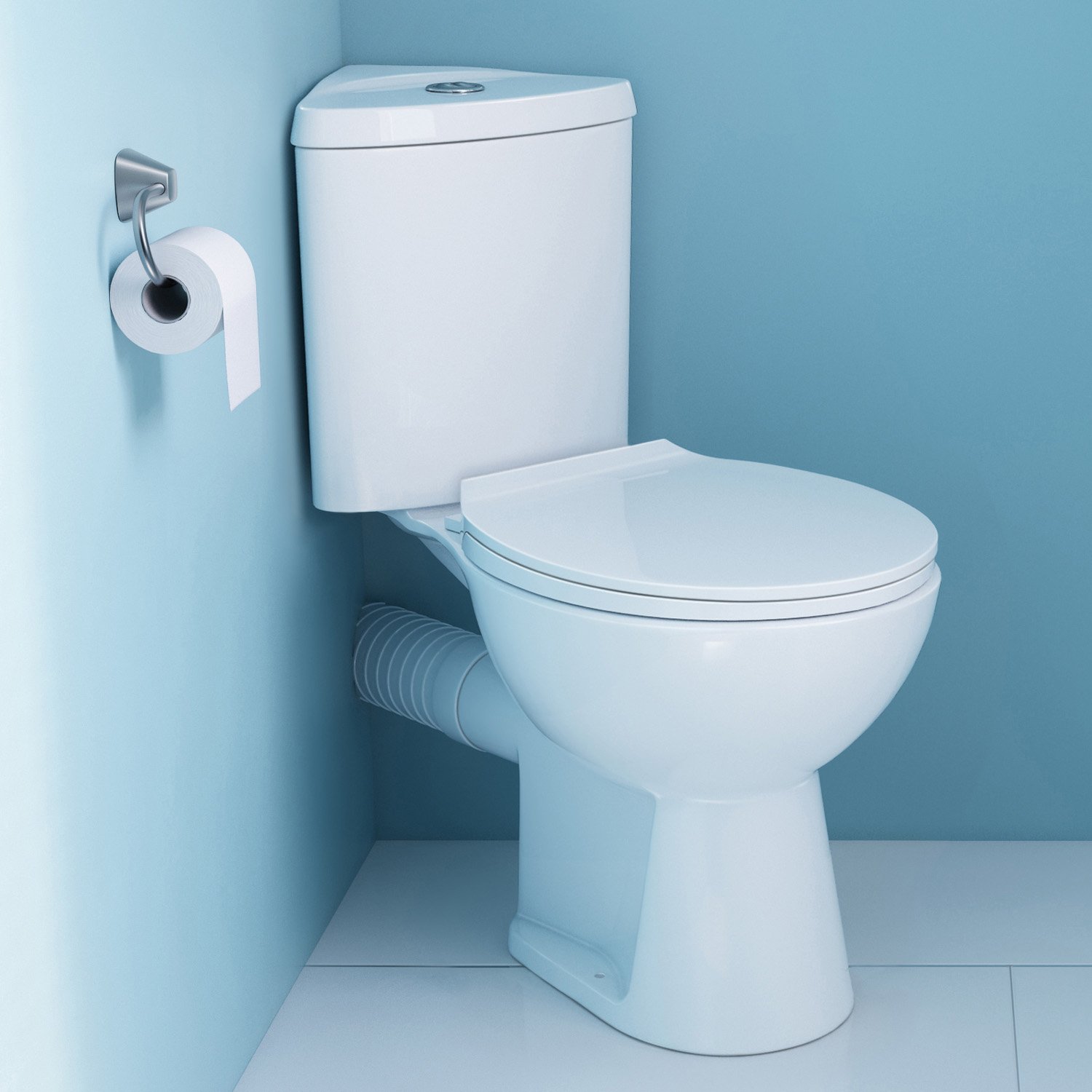 Modern Corner Ceramic Bathroom Toilet Close Coupled Pan Cistern Seat WC