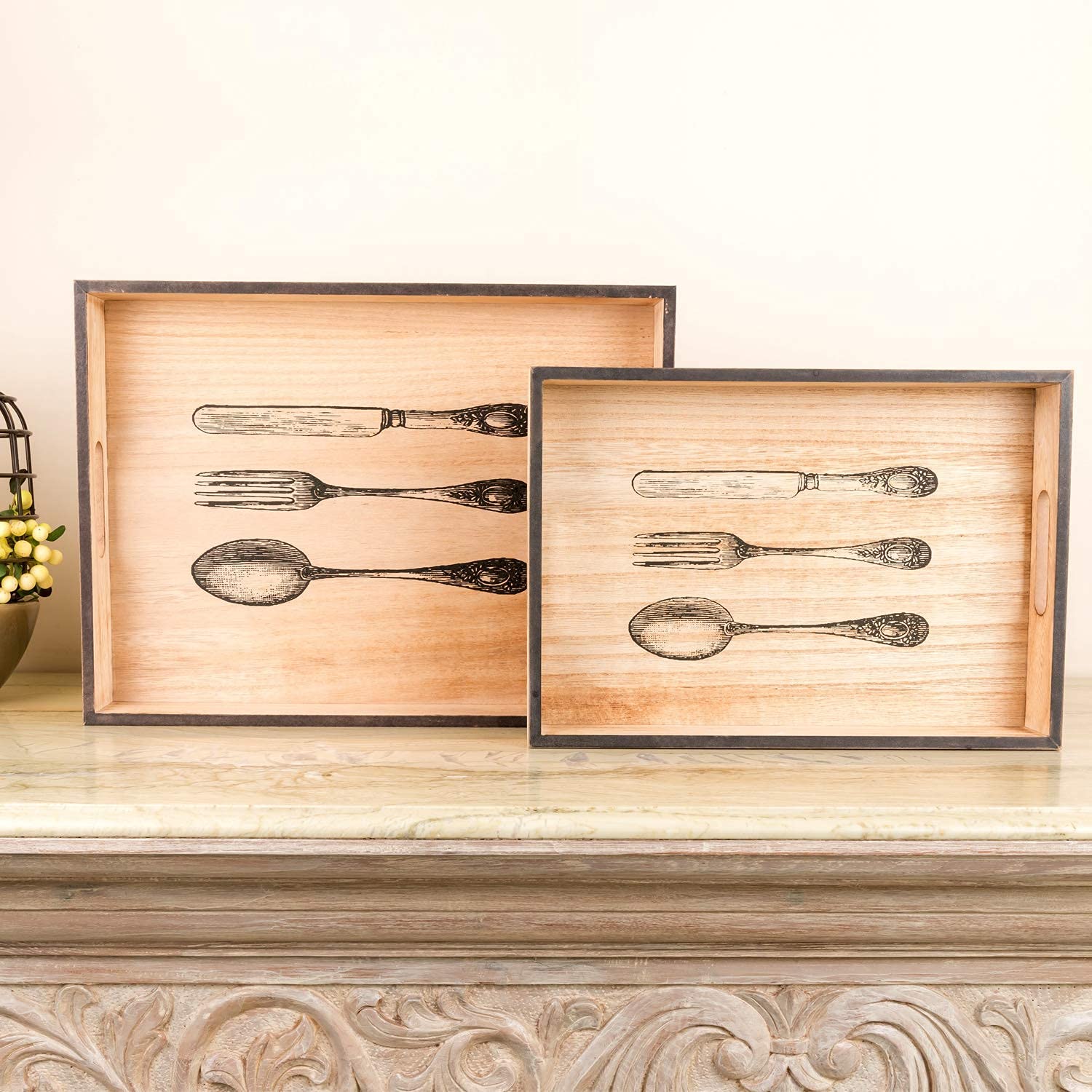 Vintage Spoon & Fork Wooden Serving Trays Affair Wooden Spoon & Fork