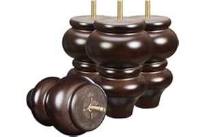 SHANJUE Wood Furniture Legs 5 inch Sofa Legs Pack of 4,Round Couch Legs Espresso Mid Century Desk Legs,Sofa Replacement Parts,for Dresser, Sideboard, Recliner, Coffee Table