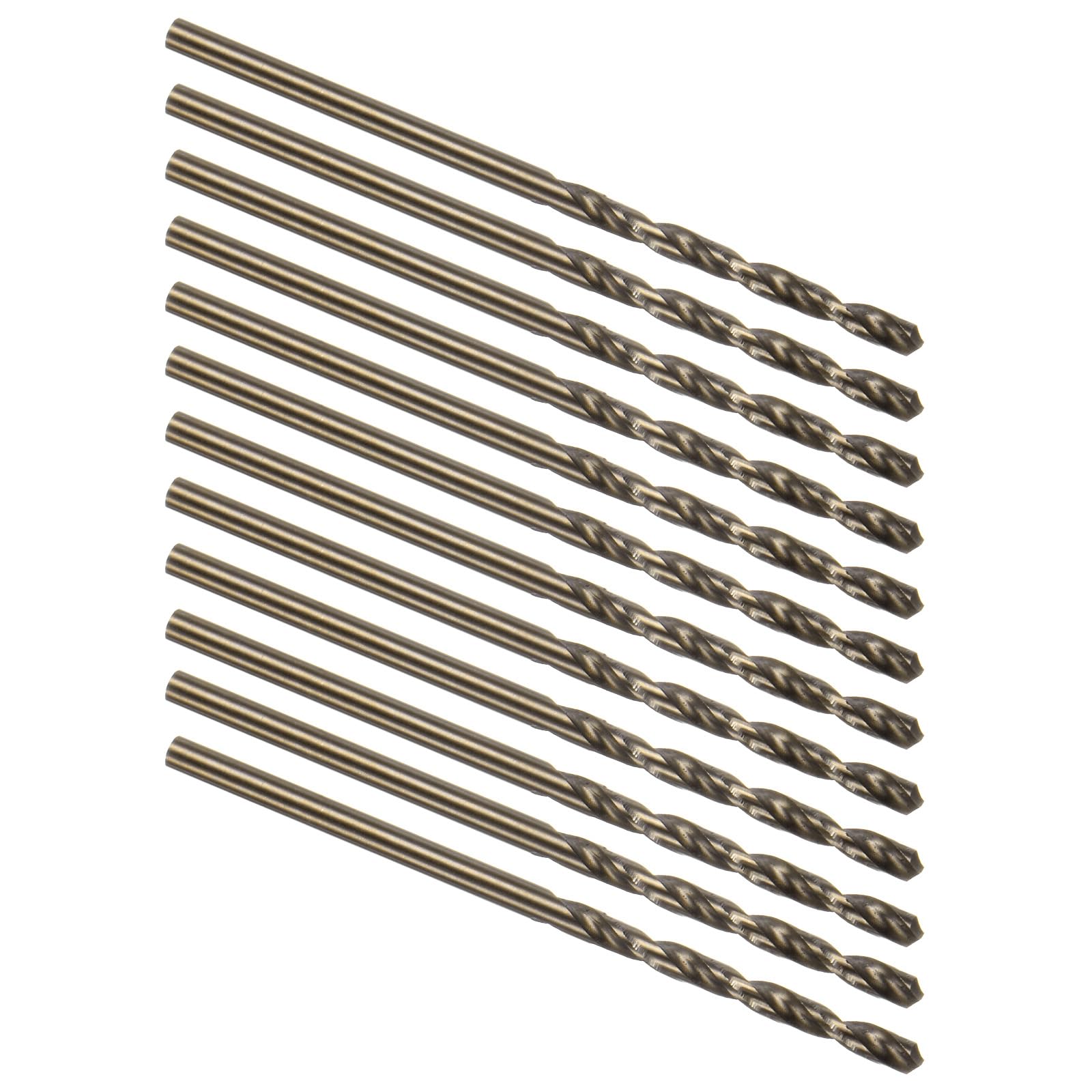 Kozelo 12PCS Twist Drill Bit - [3/32"] M35 High-Speed Steel Cobalt Round Shank Jobber Bit Set Dark Gold for Metal Wood Plastic Steel Use, 30mm / 1.18" Blade Length