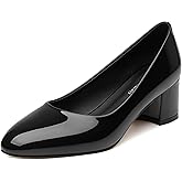 SKYSTERRY Women's Pumps Chunky Block Closed Round Toe Heels Low Heel Comfortable Dress Shoes for Business Work Wedding 2 Inch