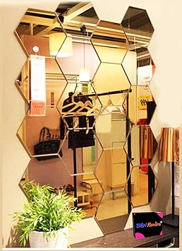 Bikri Kendra - Hexagon 20 Golden Mirror - 3D Acrylic Mirror Wall Stickers for Home & Office