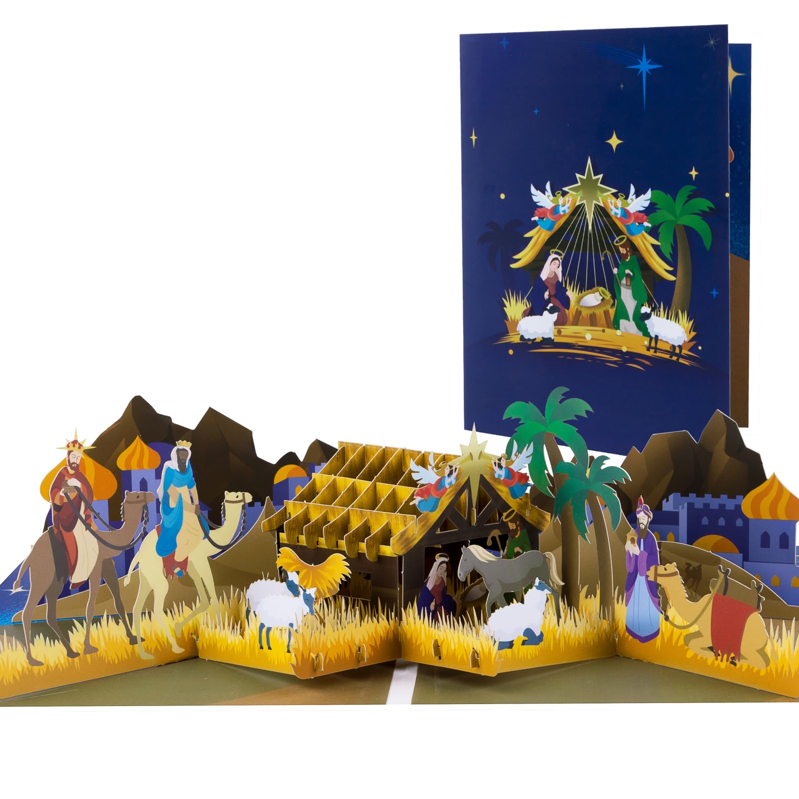 Magic Ants Nativity Scene 3D Pop-Up Christmas Card – Handmade Holiday Greeting Card with Envelope – Perfect for Christmas, Religious Occasions, and Special Winter Celebrations