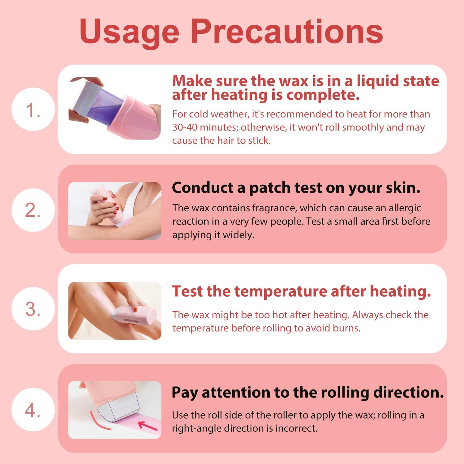 Roll On Wax kit,Waxing Kit for Women, Wax Roller, Roll On Wax Warmer for Hair Removal,at Home Waxing Kit for Women men,Soft Wax Heater for Larger Areas of the Body(pink)