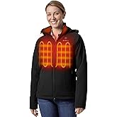 ORORO Upgraded Women's 4-Zone Heated Jacket with Heated Collar, Heated Coat with Detachable Hood