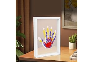 lemtrflo Baby Hand and Footprint Kit,4 Sheets Family Handprint Kit,DIY Newborn Keepsake Frame,Endless Baby Gifts Set,Safe Paints,Nursery Decor,Baby Shower Gifts (White)