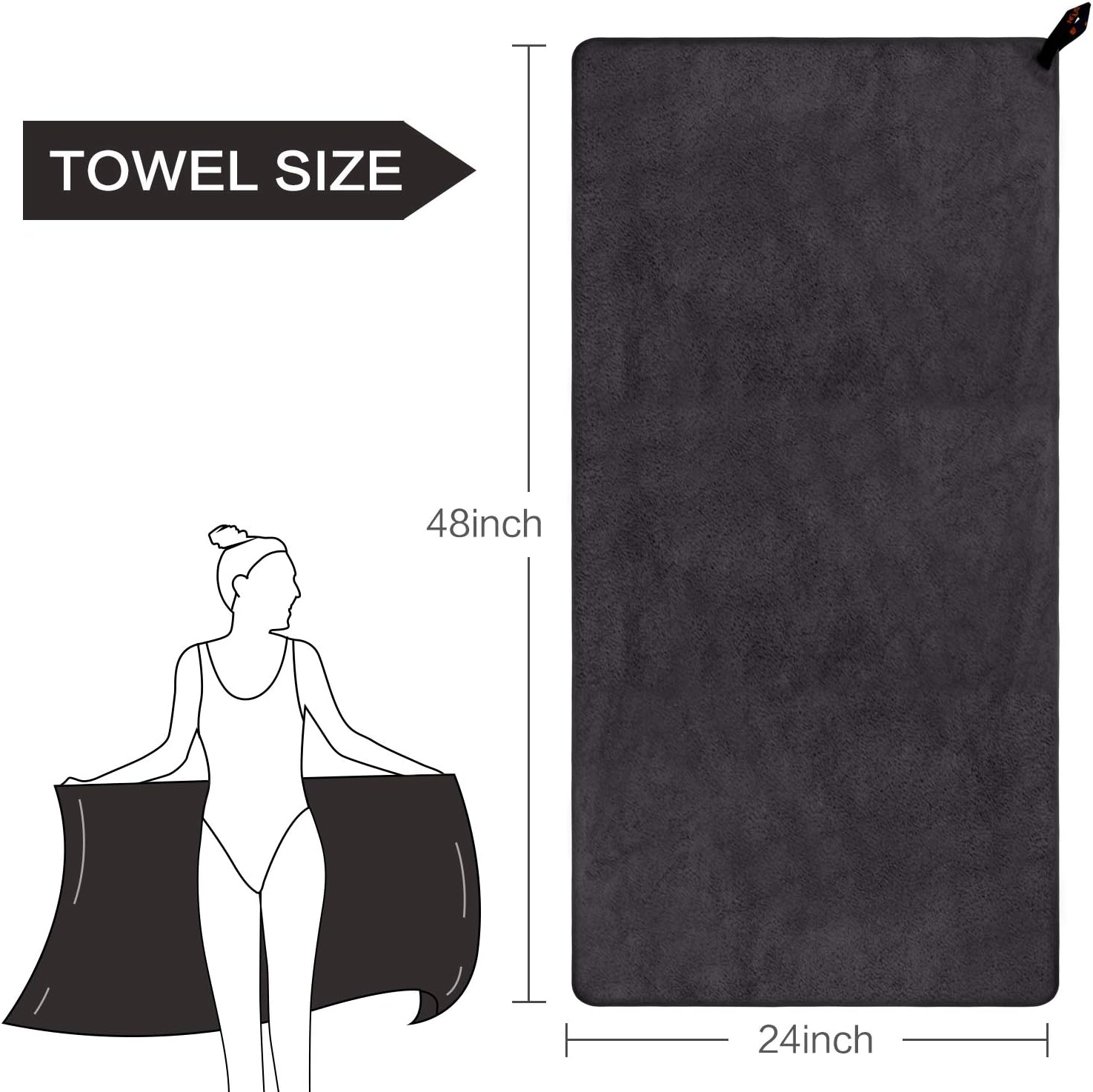 SUNLAND Microfiber Gym Bath Towel Ultra Soft Travel Camping Towel Super Absorbent Swimming Sport Towel with Carry Bag for Adults and Children 24inchX48inch : Sports & Outdoors