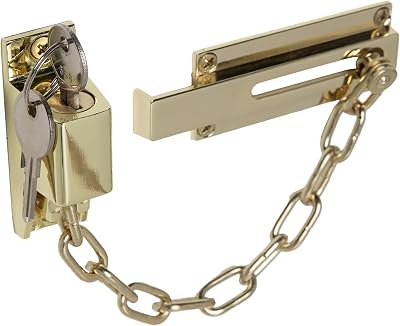 XFORT Polished Brass Locking Door Chain Front Door Security Chain